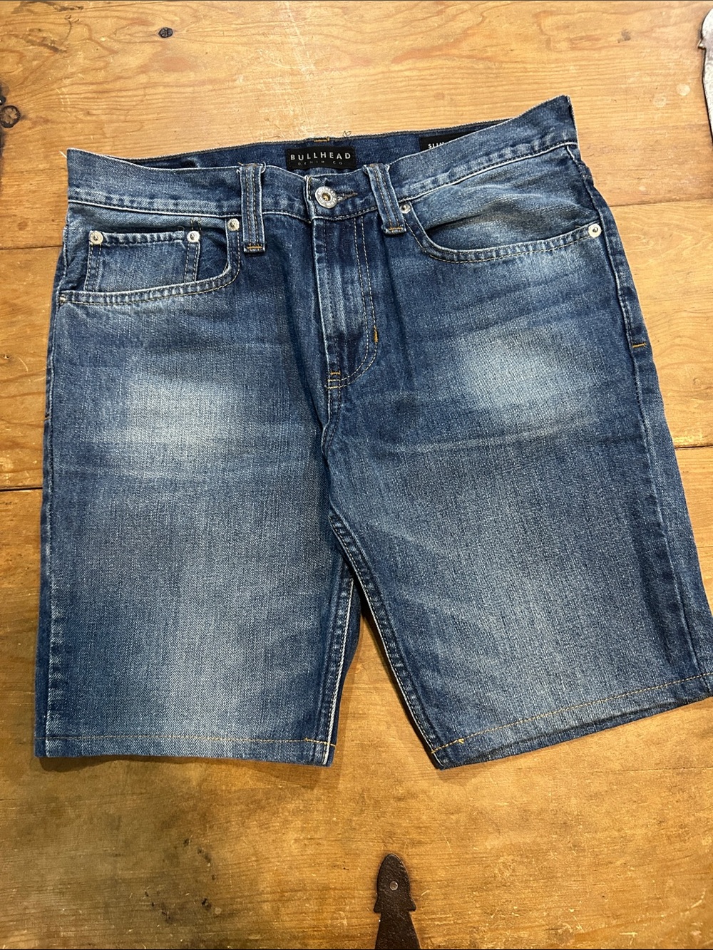 Bullhead Men’s Darkwashed Jorts DIY Cutoff Jean Shorts Blue Size 31 - Picture 2 of 9